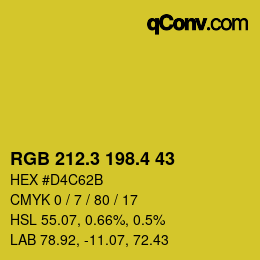 カラーコード: RGB 212.3 198.4 43 | qconv.com