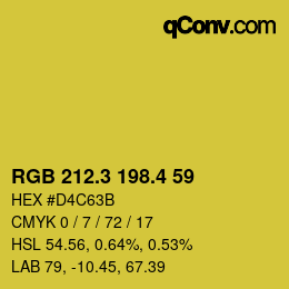 カラーコード: RGB 212.3 198.4 59 | qconv.com