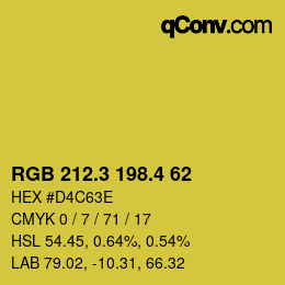 カラーコード: RGB 212.3 198.4 62 | qconv.com