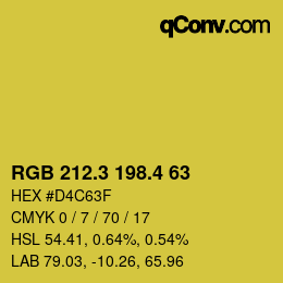 カラーコード: RGB 212.3 198.4 63 | qconv.com