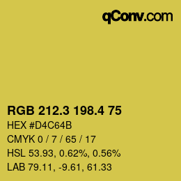 カラーコード: RGB 212.3 198.4 75 | qconv.com