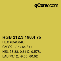 カラーコード: RGB 212.3 198.4 76 | qconv.com