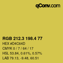 カラーコード: RGB 212.3 198.4 77 | qconv.com