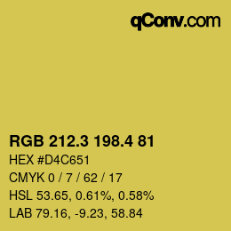 カラーコード: RGB 212.3 198.4 81 | qconv.com