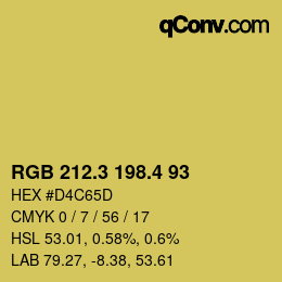 カラーコード: RGB 212.3 198.4 93 | qconv.com