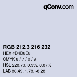 カラーコード: RGB 212.3 216 232 | qconv.com