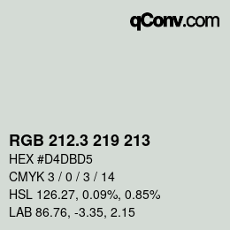 カラーコード: RGB 212.3 219 213 | qconv.com