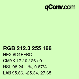 カラーコード: RGB 212.3 255 188 | qconv.com