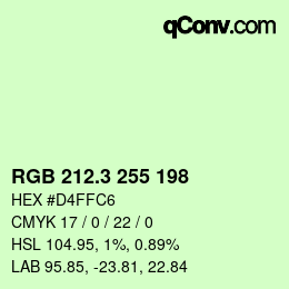カラーコード: RGB 212.3 255 198 | qconv.com