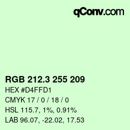 カラーコード: RGB 212.3 255 209 | qconv.com