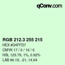 カラーコード: RGB 212.3 255 215 | qconv.com