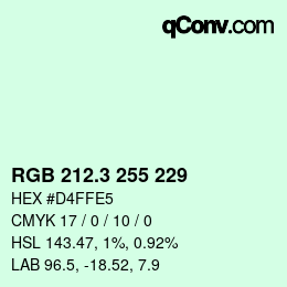 カラーコード: RGB 212.3 255 229 | qconv.com