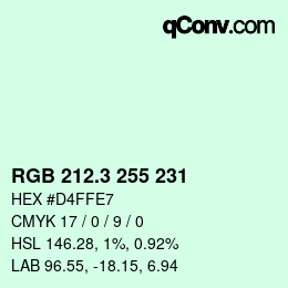 カラーコード: RGB 212.3 255 231 | qconv.com