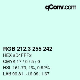 カラーコード: RGB 212.3 255 242 | qconv.com
