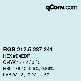 Color code: RGB 212.5 237 241 | qconv.com