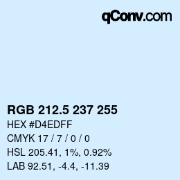 Color code: RGB 212.5 237 255 | qconv.com