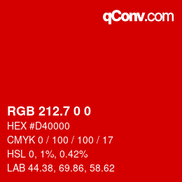 カラーコード: RGB 212.7 0 0 | qconv.com