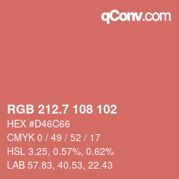 カラーコード: RGB 212.7 108 102 | qconv.com