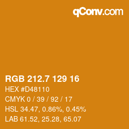 カラーコード: RGB 212.7 129 16 | qconv.com