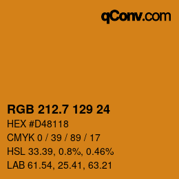 カラーコード: RGB 212.7 129 24 | qconv.com