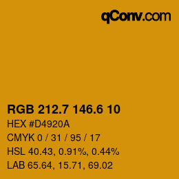 カラーコード: RGB 212.7 146.6 10 | qconv.com