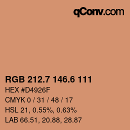 カラーコード: RGB 212.7 146.6 111 | qconv.com