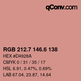 カラーコード: RGB 212.7 146.6 138 | qconv.com