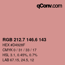 カラーコード: RGB 212.7 146.6 143 | qconv.com