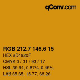 カラーコード: RGB 212.7 146.6 15 | qconv.com