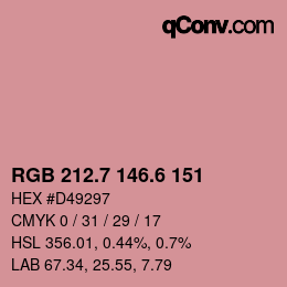 カラーコード: RGB 212.7 146.6 151 | qconv.com