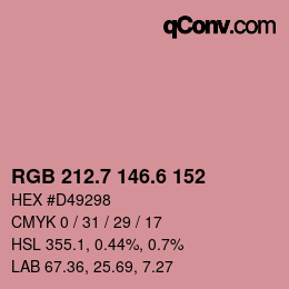 カラーコード: RGB 212.7 146.6 152 | qconv.com
