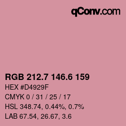 カラーコード: RGB 212.7 146.6 159 | qconv.com