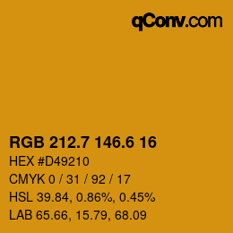 カラーコード: RGB 212.7 146.6 16 | qconv.com