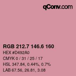 カラーコード: RGB 212.7 146.6 160 | qconv.com
