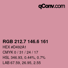 カラーコード: RGB 212.7 146.6 161 | qconv.com