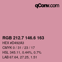 カラーコード: RGB 212.7 146.6 163 | qconv.com