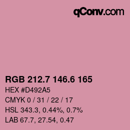 カラーコード: RGB 212.7 146.6 165 | qconv.com