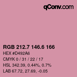カラーコード: RGB 212.7 146.6 166 | qconv.com