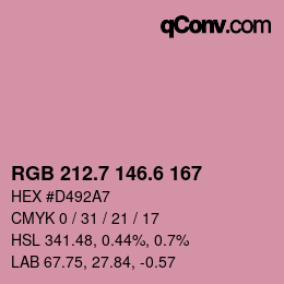 カラーコード: RGB 212.7 146.6 167 | qconv.com