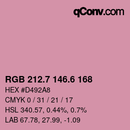 カラーコード: RGB 212.7 146.6 168 | qconv.com