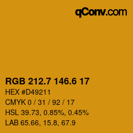カラーコード: RGB 212.7 146.6 17 | qconv.com