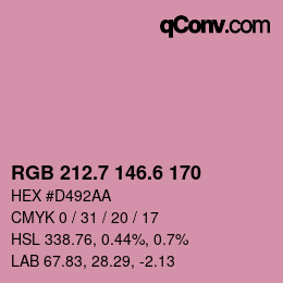 カラーコード: RGB 212.7 146.6 170 | qconv.com