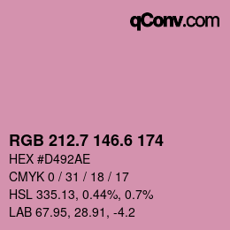 カラーコード: RGB 212.7 146.6 174 | qconv.com