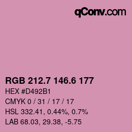カラーコード: RGB 212.7 146.6 177 | qconv.com