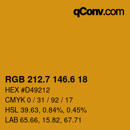 カラーコード: RGB 212.7 146.6 18 | qconv.com