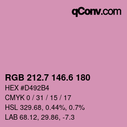 カラーコード: RGB 212.7 146.6 180 | qconv.com