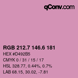 カラーコード: RGB 212.7 146.6 181 | qconv.com