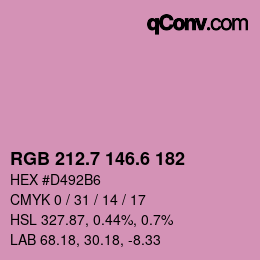 カラーコード: RGB 212.7 146.6 182 | qconv.com