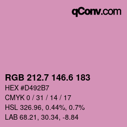 カラーコード: RGB 212.7 146.6 183 | qconv.com