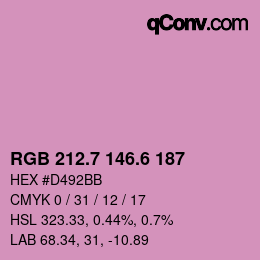 カラーコード: RGB 212.7 146.6 187 | qconv.com